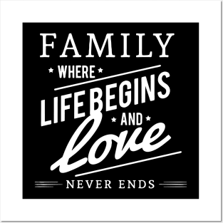 Family Where Life begins And Love Never Ends Posters and Art